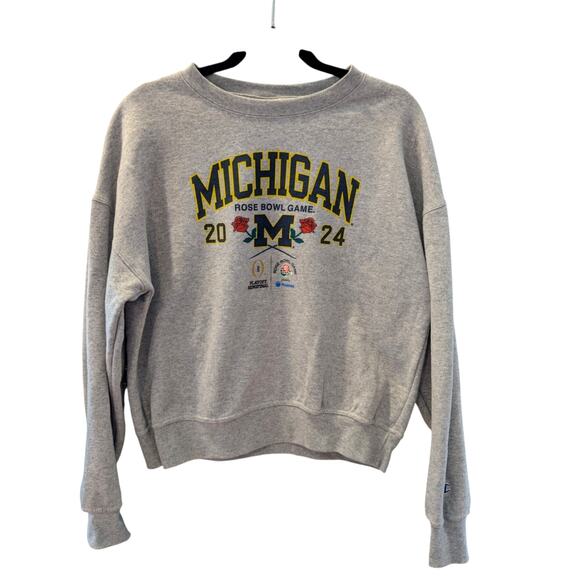 Champion Michigan Rose Bowl 2024 Gray Crewneck Sweatshirt Small NCAA Playoffs S - Picture 1 of 6